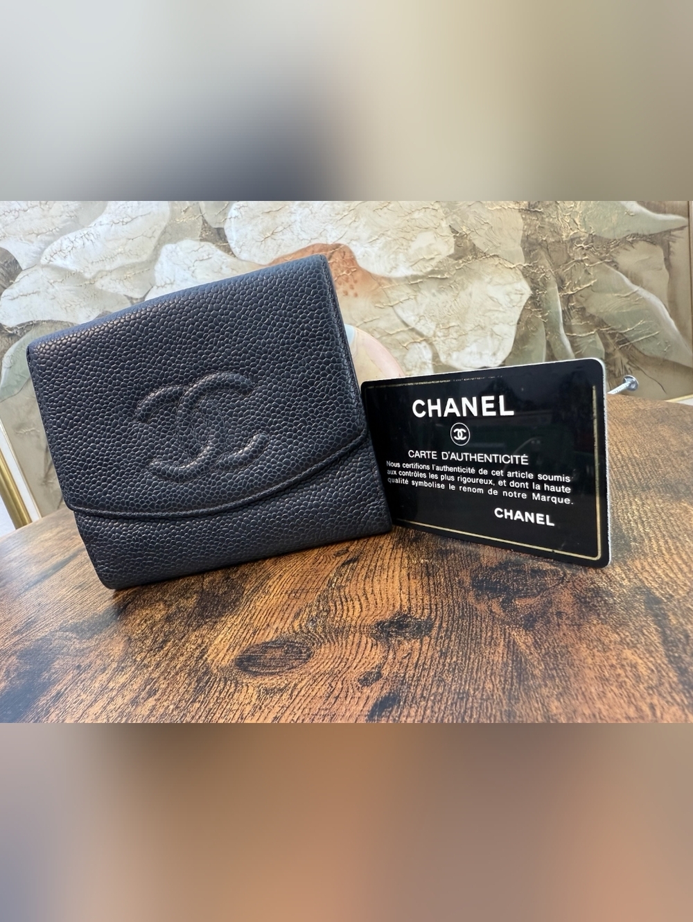 Chanel Black Pebbled Leather Compact Wallet - Picture 16 of 16